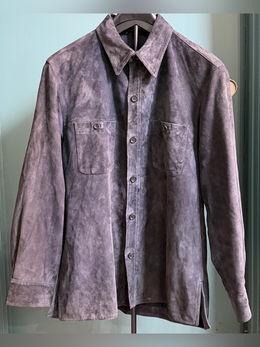 LUCIANO BARBERA SUEDE TRUCKER SHIRT JACKET BLUE ITALY CUSTOM 52 / 42 US $3498